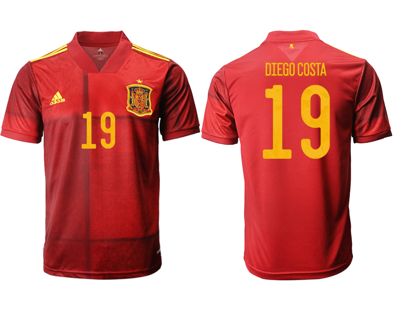 Men 2021 European Cup Spain home aaa version red #19 Soccer Jersey